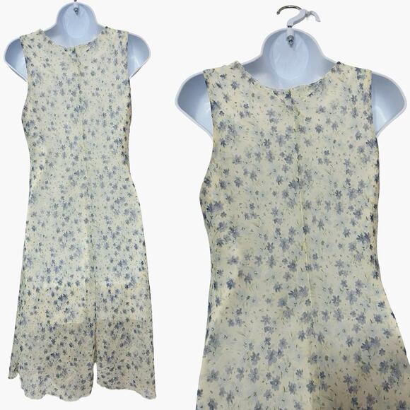 Vintage Sense Ditsy Floral Y2K Fairy V Neck Midi Dress Size M Cottage Prairie - Picture 3 of 6